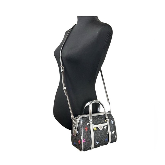 MICHAEL KORS Small Airplane Print Limited Edition Jet Set Crossbody Duffle - Picture 3 of 6